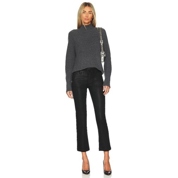 Paige Straight Ankle Mayslie Black Fog Luxe Coated Jeans Size 25 NWOT